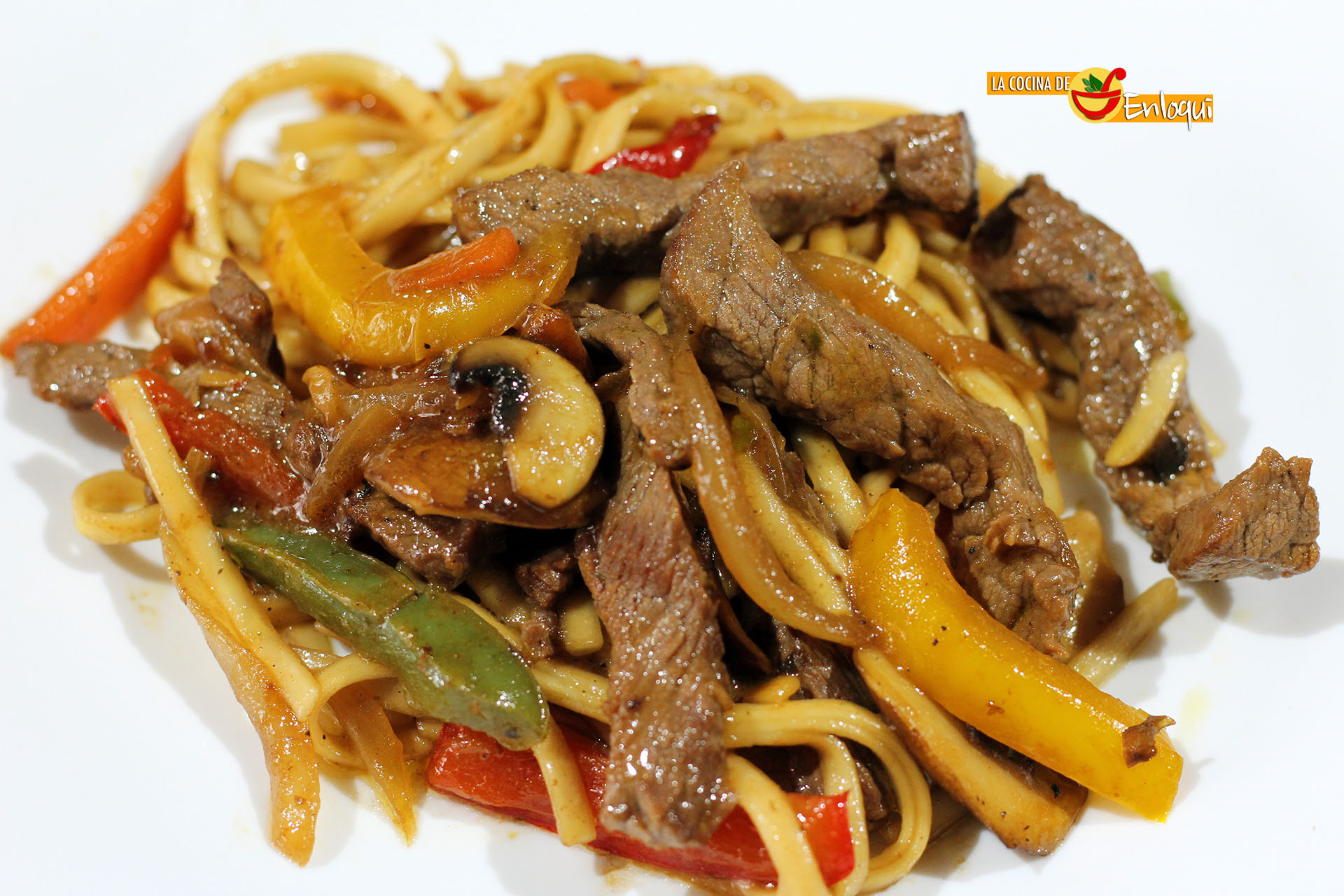 Chow mein de ternera