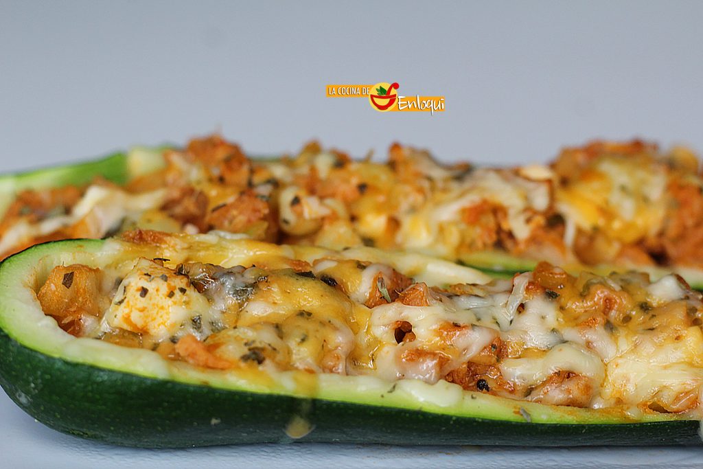 calabacines rellenos de atún al microondas