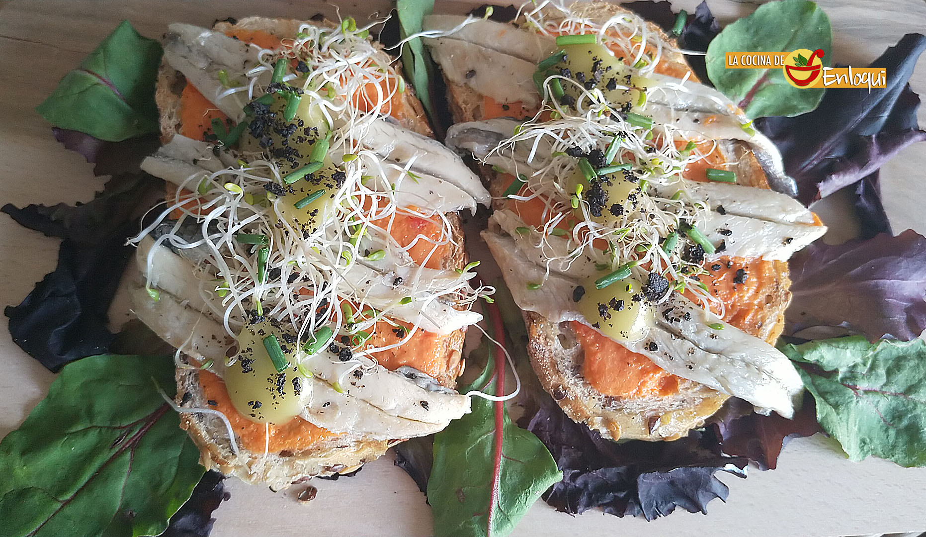 Tostas de boquerones con jalea de AOVE